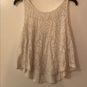 White Top with geometric fabric pattern